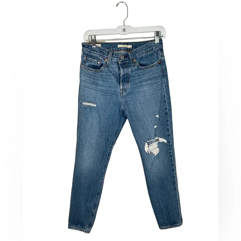 Levi's Big E Wedgie Premium Denim Blue Jeans Womens Size 27 x 26.5 Inseam